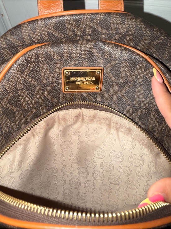 Michael Kors Signature Brown Backpack | Full Size | MK Logo Print main image 6